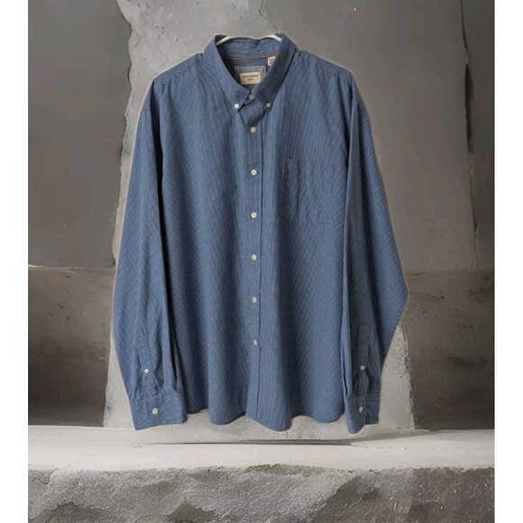 DOCKERS Classic Fit Men's Button Up Shift Blue Plaid  Size XXL - Picture 1 of 7